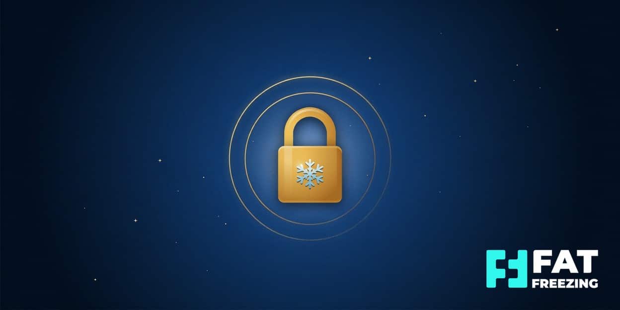 Gold padlock decorated with a pale-blue snowflake.